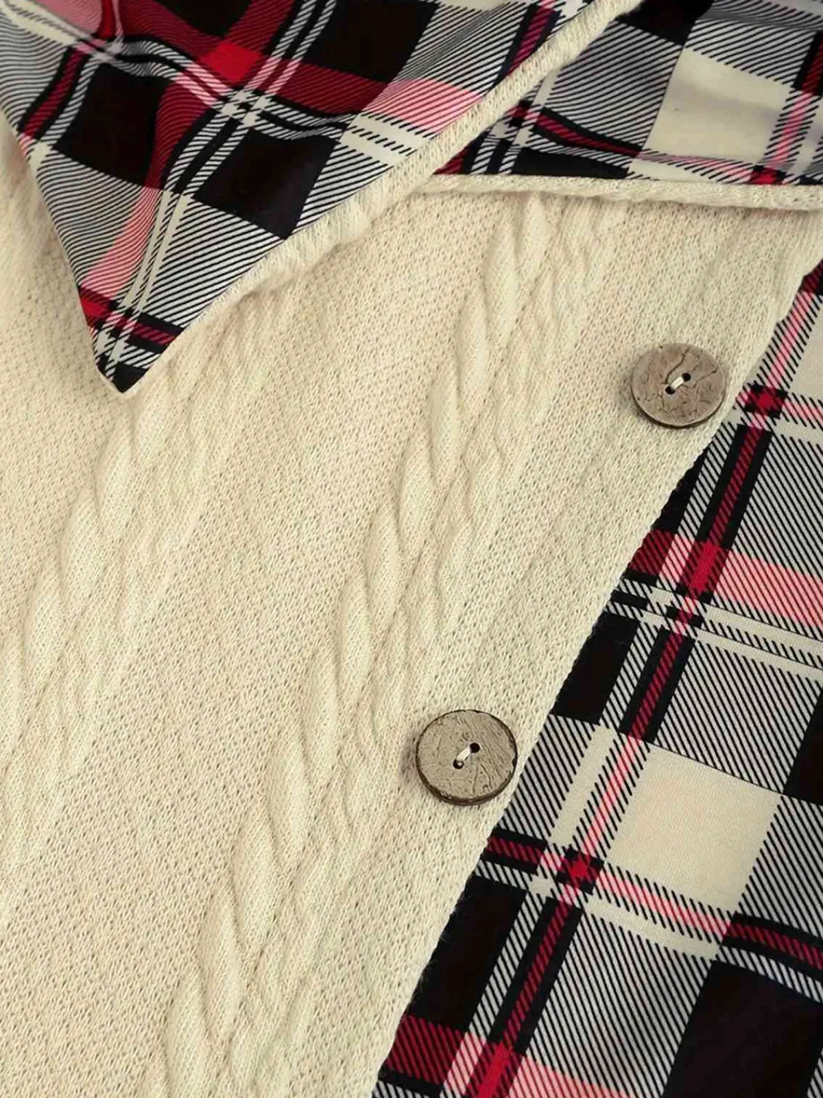 Clearance Retro Stage 1950s Plaid Knit Hooded Dress White