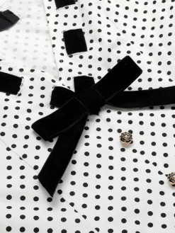 Hot Retro Stage 1960s Polka Dot Button Pencil Dress White