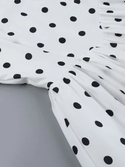 Best Retro Stage 1960s Polka Dots Halter Tutu Dress White