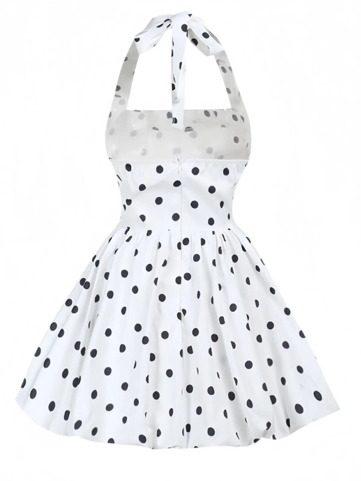 Best Retro Stage 1960s Polka Dots Halter Tutu Dress White