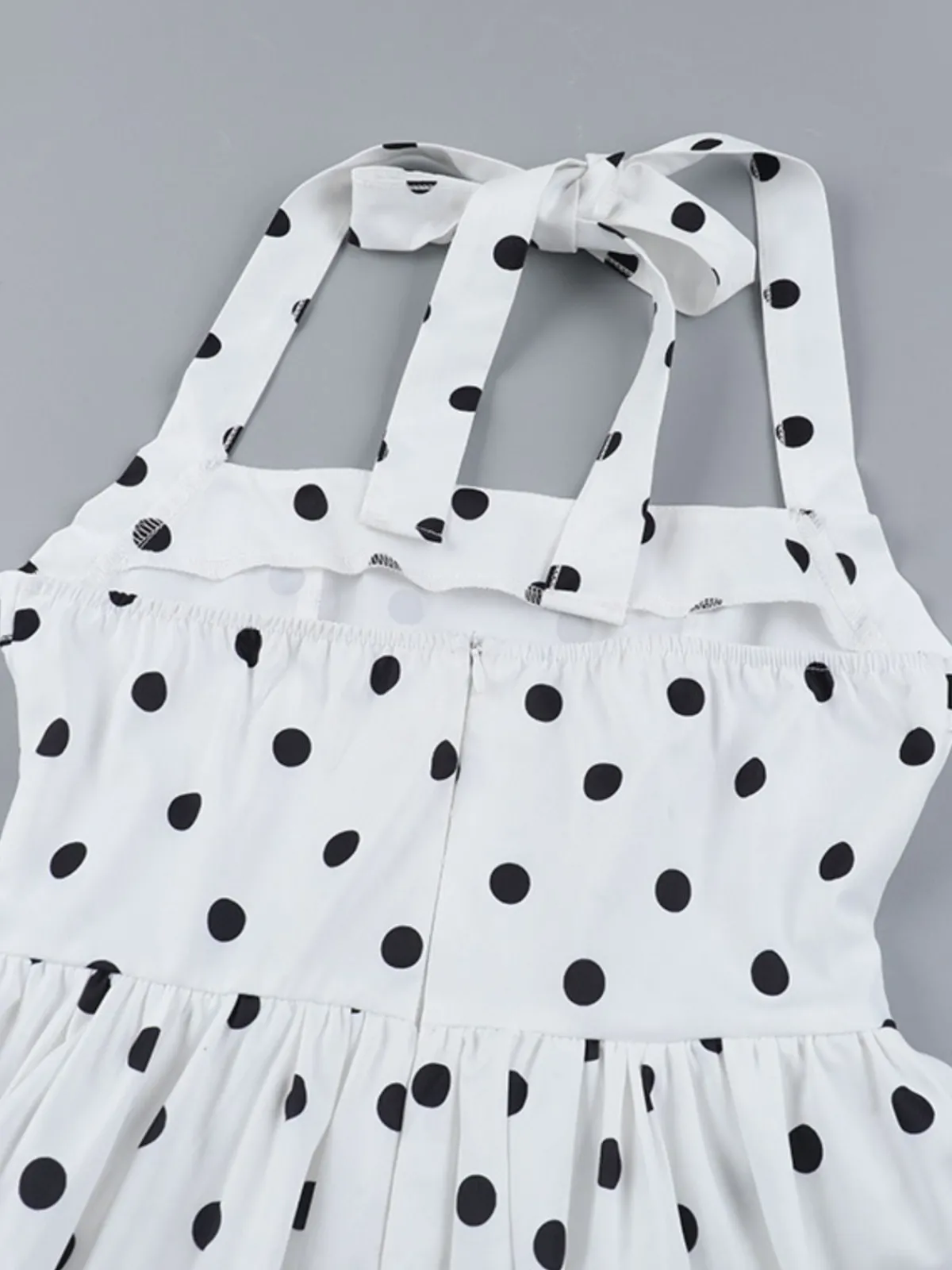 Best Retro Stage 1960s Polka Dots Halter Tutu Dress White