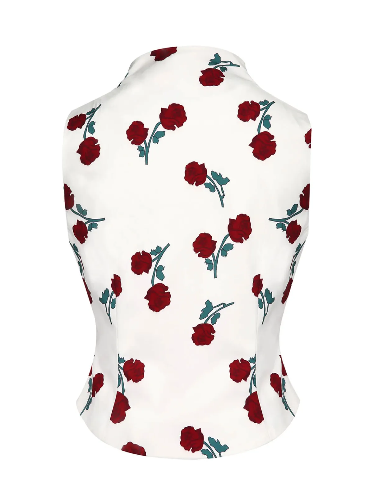Clearance Retro Stage 1950s Roses Vintage Sleeveless Top White
