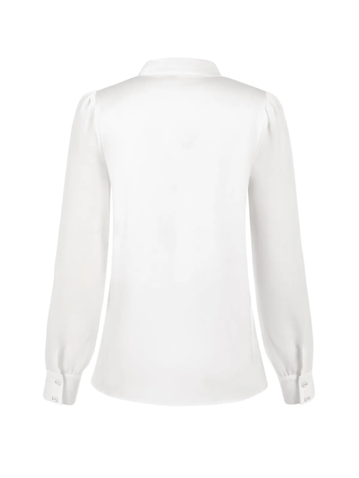 Discount Retro Stage White 1940s Round Neck Satin Puff Sleeve Blouse