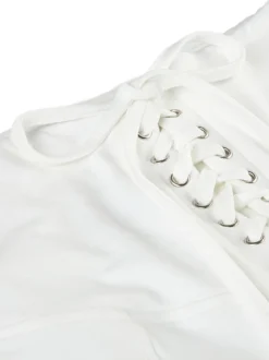 Hot Retro Stage 1950s Ruffled Lace Hem Cropped Pants White