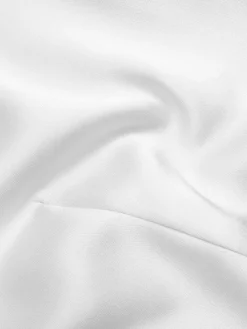 Discount Retro Stage 1940s Satin V-Neck Lantern Sleeves Blouse White