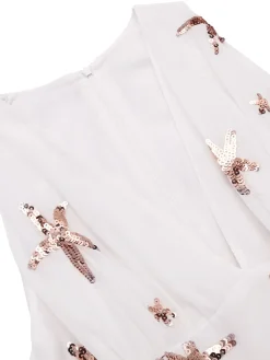 New Retro Stage 1950s Sequins Stars Swing Dress White