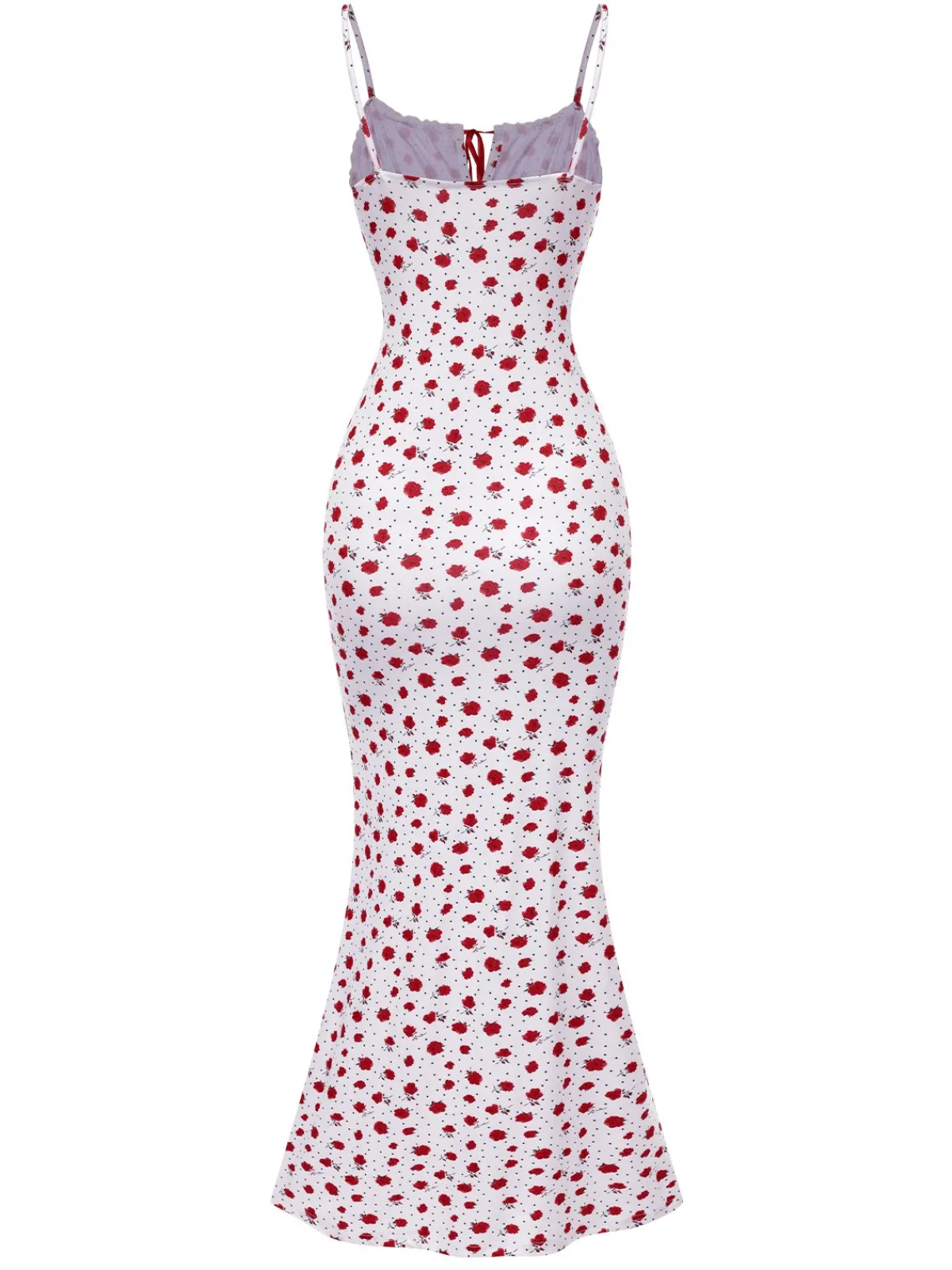 New Retro Stage 1930s Small Floral Straps Mermaid Dress White