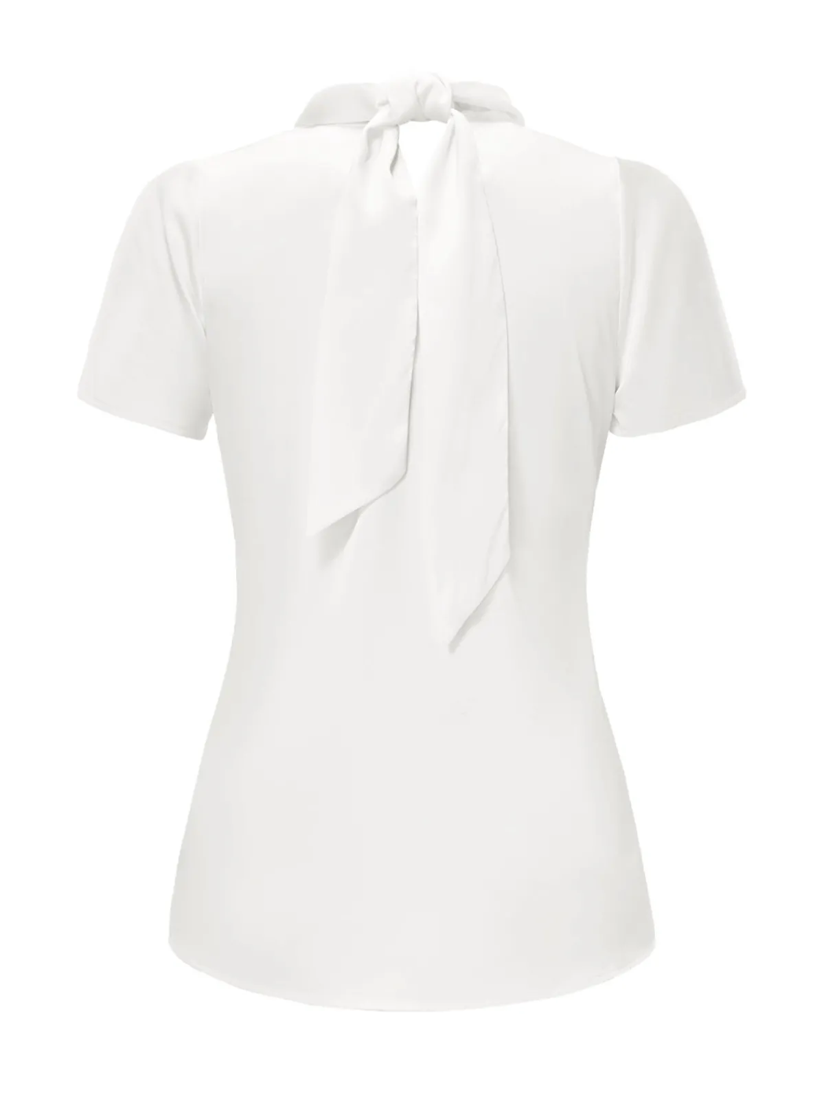 New Retro Stage 1930s Solid Keyhole-Neck Satin Blouse White
