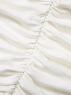 Discount Retro Stage 1950s Solid Pleated Halter Top White
