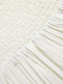 New Retro Stage 1960s Solid Puff Square Neck Romper White