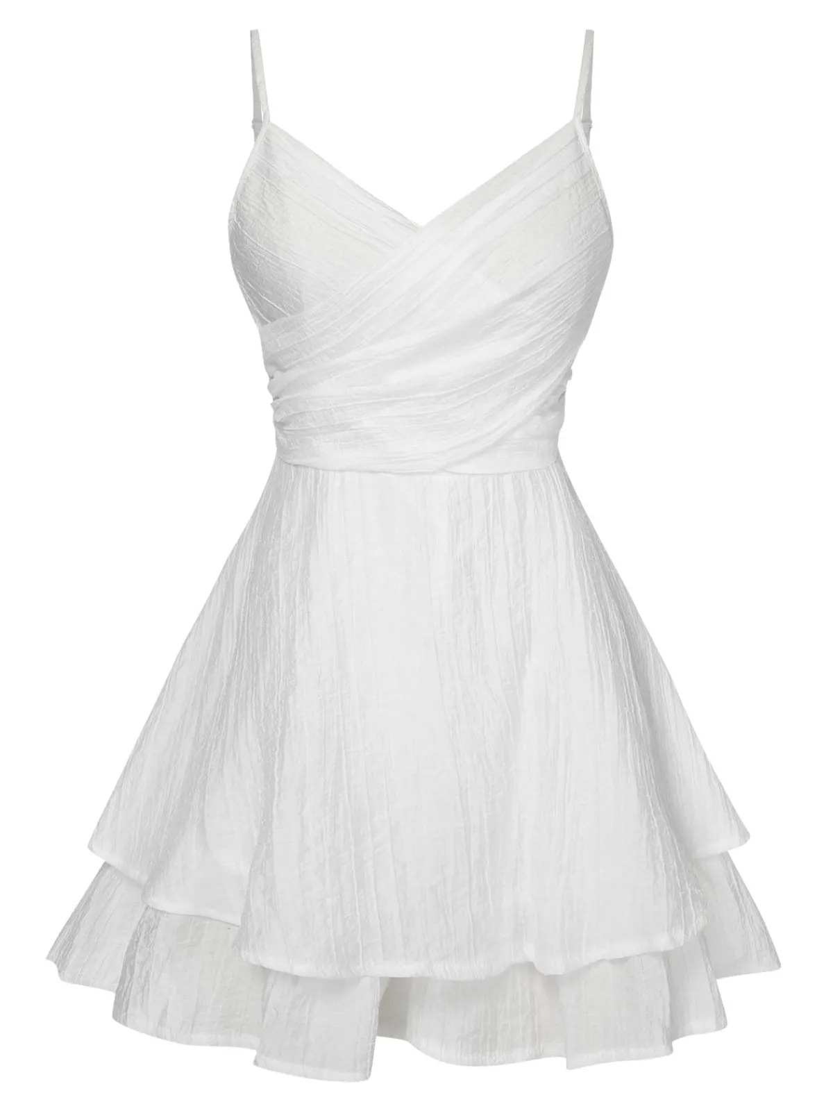 New Retro Stage 1950s Solid Spaghetti Straps Skirt Romper White