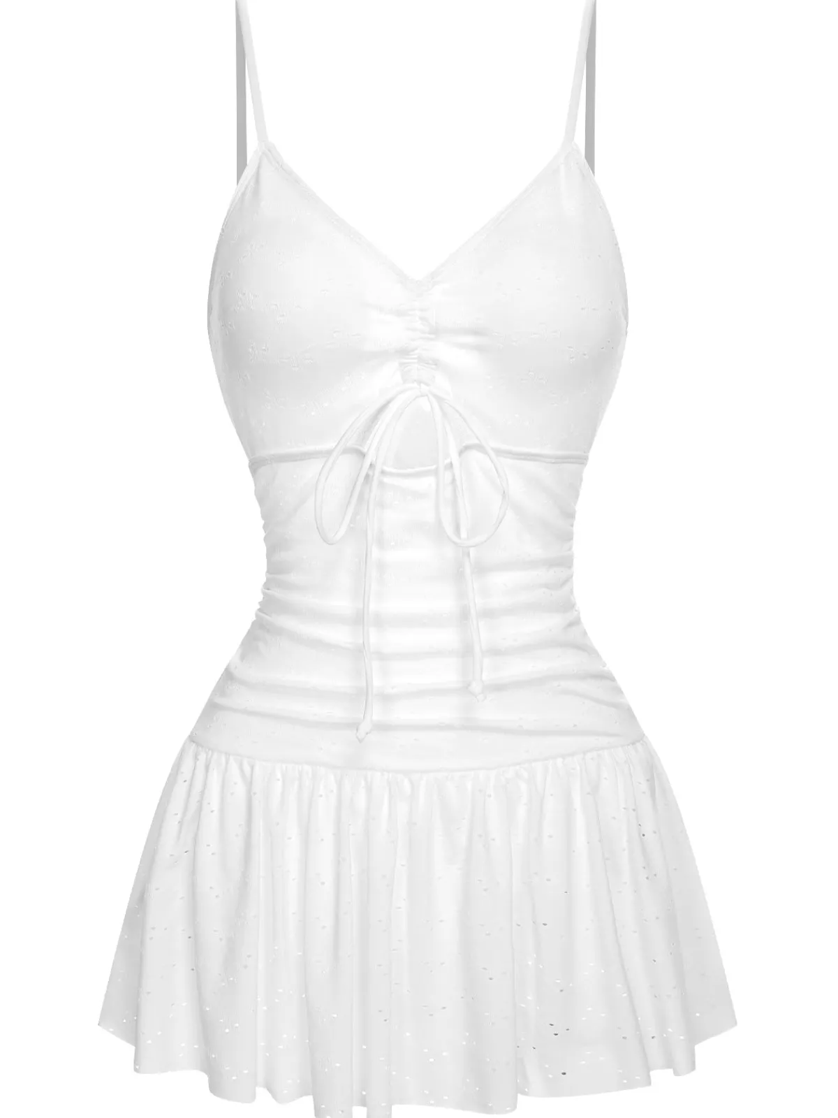 New Retro Stage 1960s Spaghetti Strap One-Piece Swimsuit White