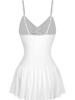 New Retro Stage 1960s Spaghetti Strap One-Piece Swimsuit White