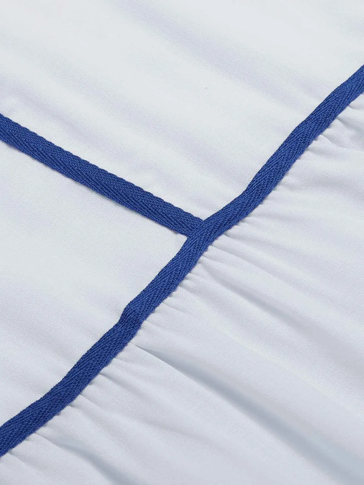 Fashion Retro Stage 1930s Spaghetti Straps Blue Lines Dress White