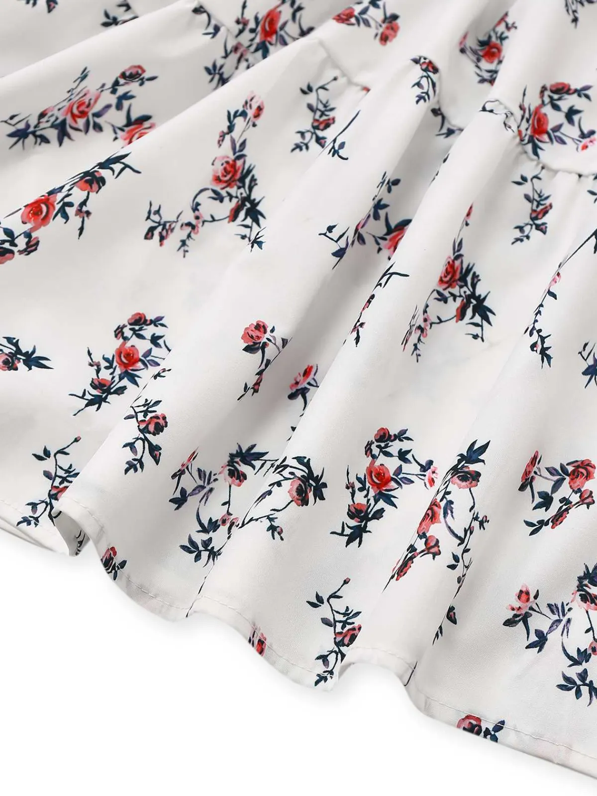 Hot Retro Stage 1950s Square Neck Puff Sleeve Floral Dress White