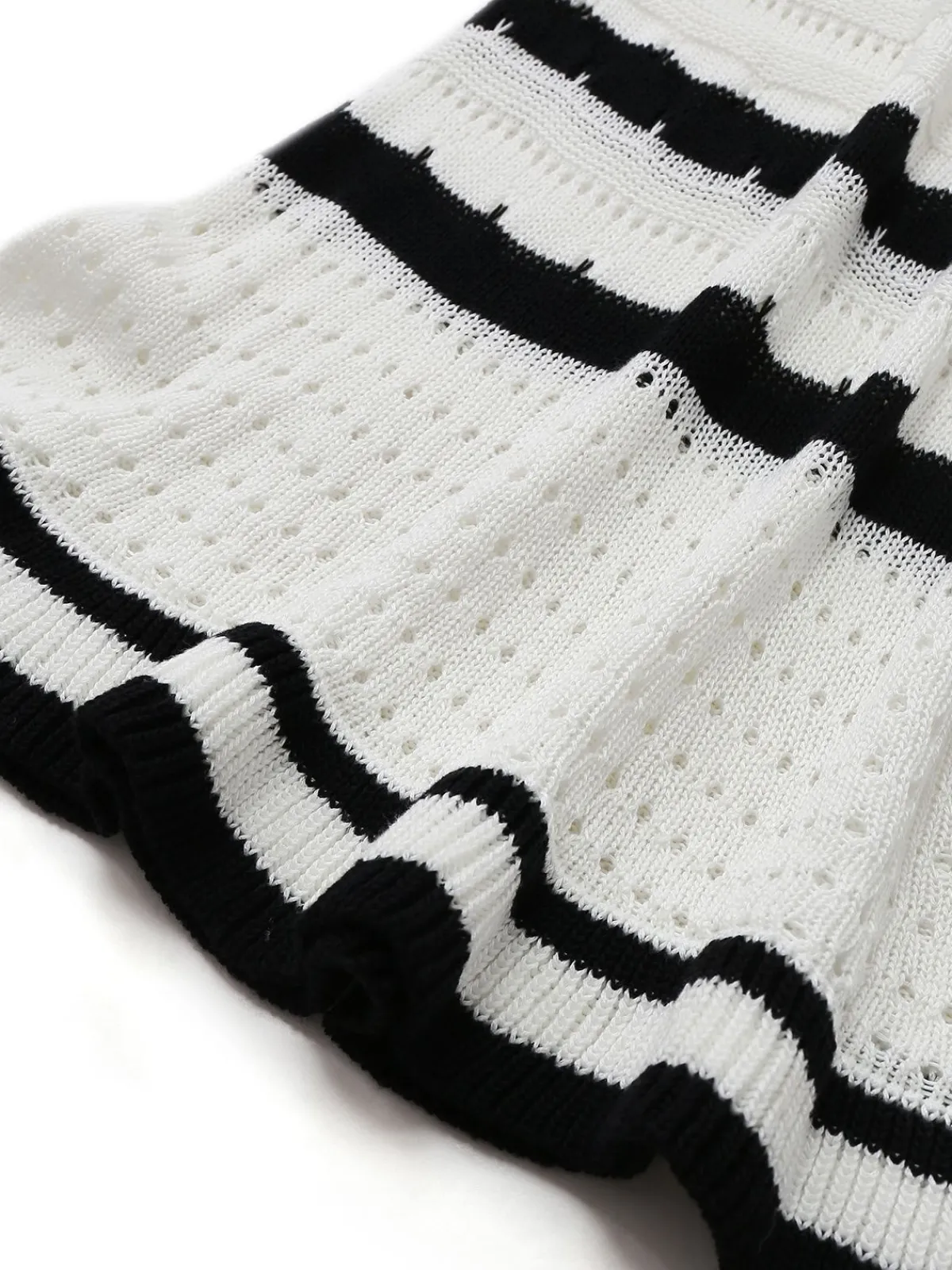 New Retro Stage 1970s Striped Knit Bodycon Dress White