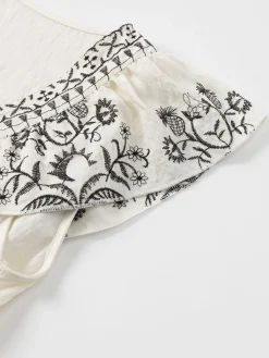 Discount Retro Stage 1970s V-Neck Floral Boho Ruffles Dress White