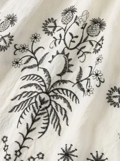 Discount Retro Stage 1970s V-Neck Floral Boho Ruffles Dress White