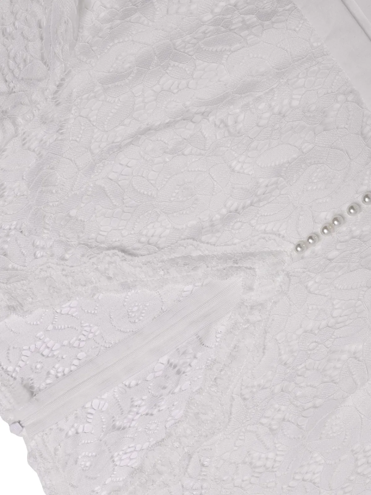 Hot Retro Stage 1940s V-Neck Lace Patchwork Dress White