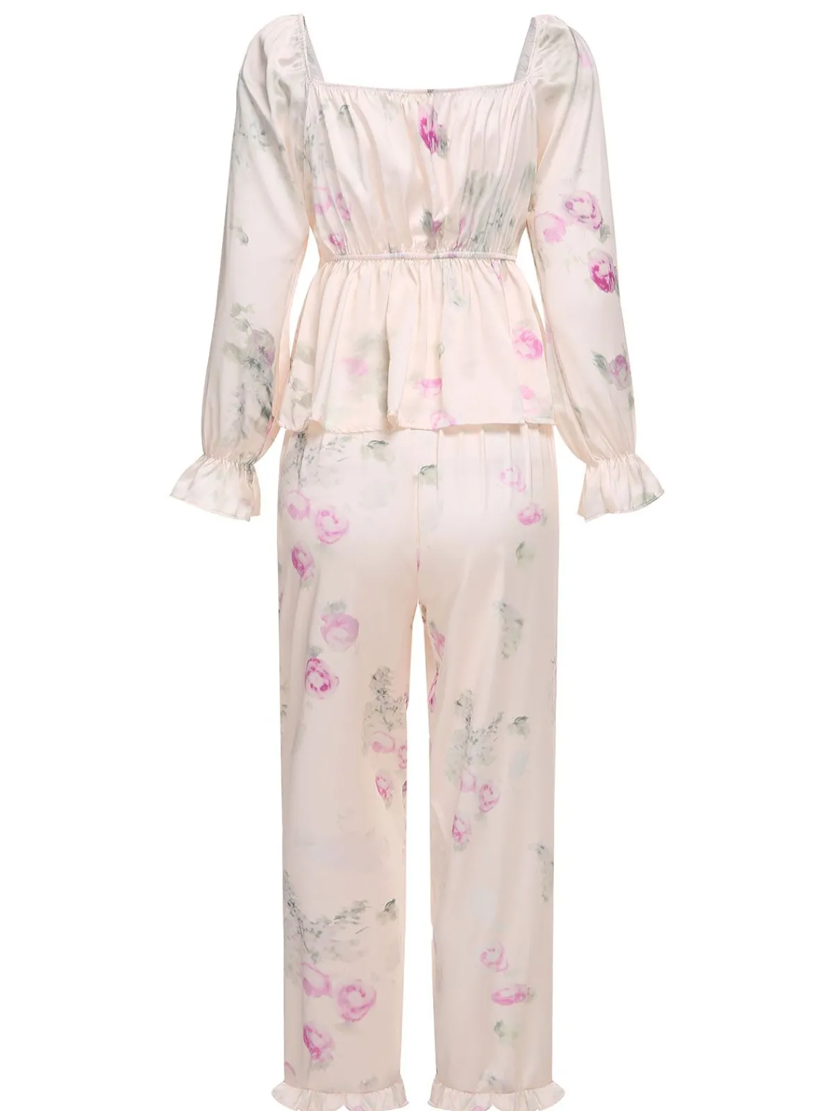 Sale Retro Stage 1950s V-Neck Ruffles Floral Lace Sleepwear White