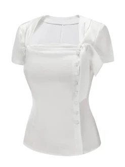 Sale Retro Stage 1950s Button Down Shirt White