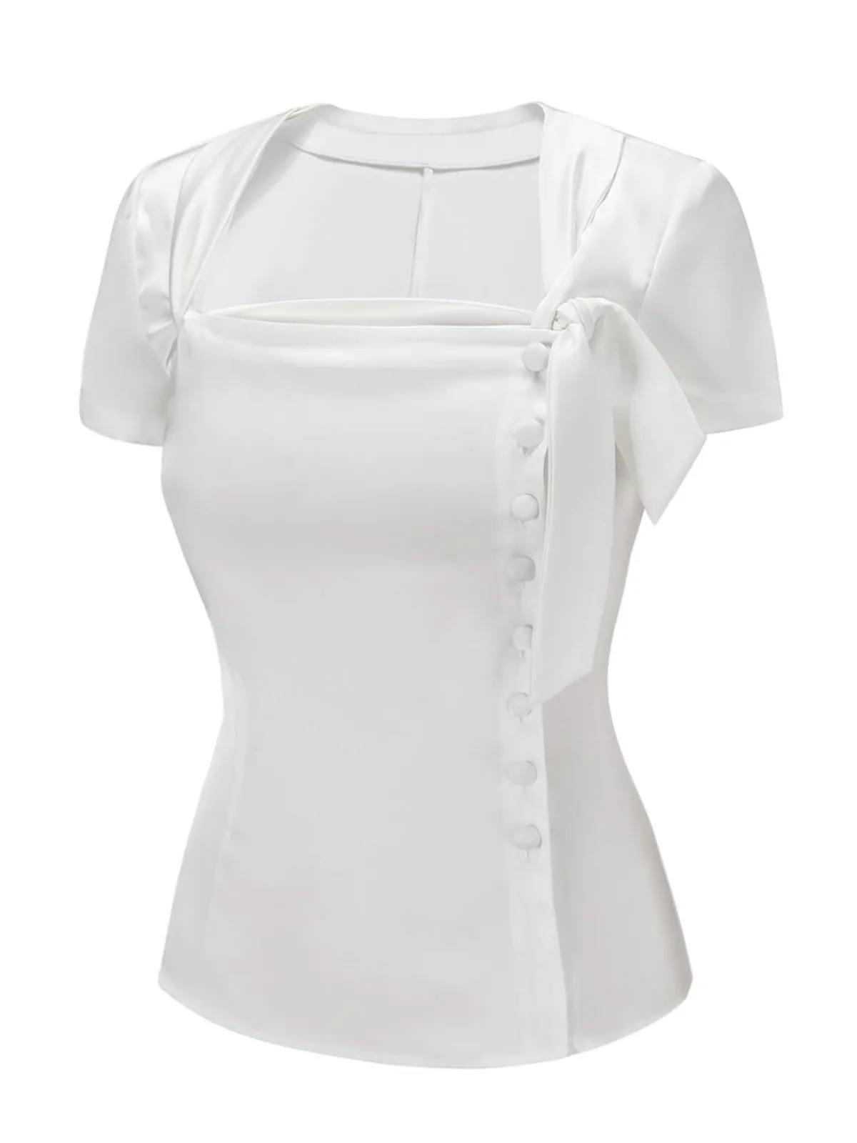Sale Retro Stage 1950s Button Down Shirt White