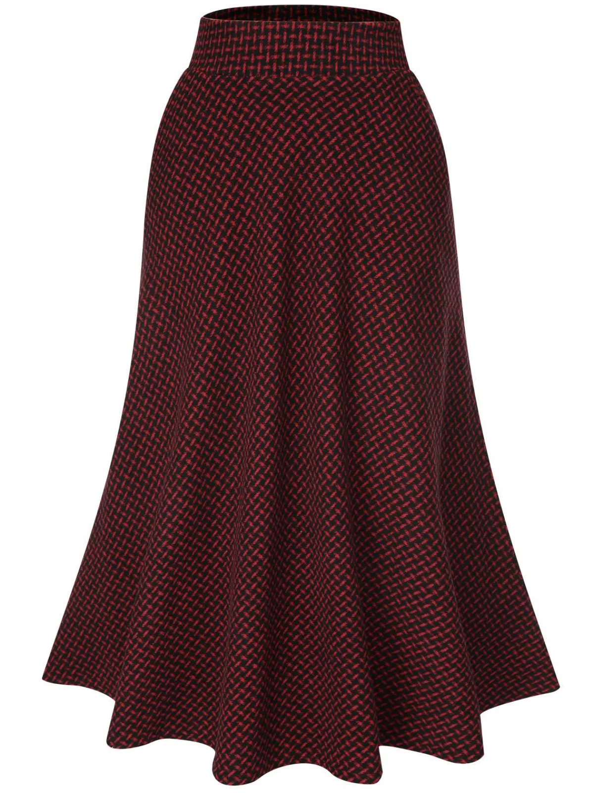 Online Retro Stage 1940s A-Line Maxi Skirt Wine Red