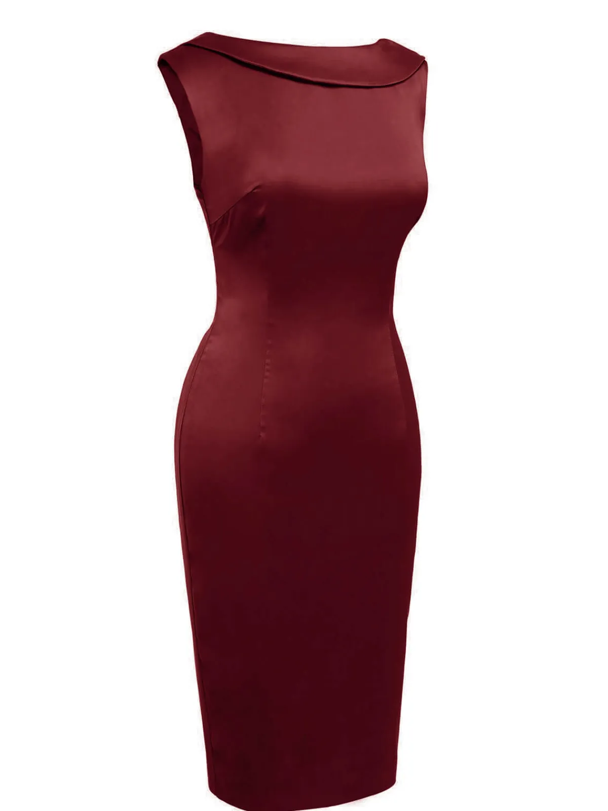 Best Retro Stage 1960s Back Bowknot Pencil Dress Wine Red