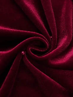 Clearance Retro Stage 1930s Beaded Velvet Sling Fishtail Dress Wine Red