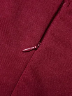 Best Retro Stage 1950s Butterfly Lapel Mesh Dress Wine Red