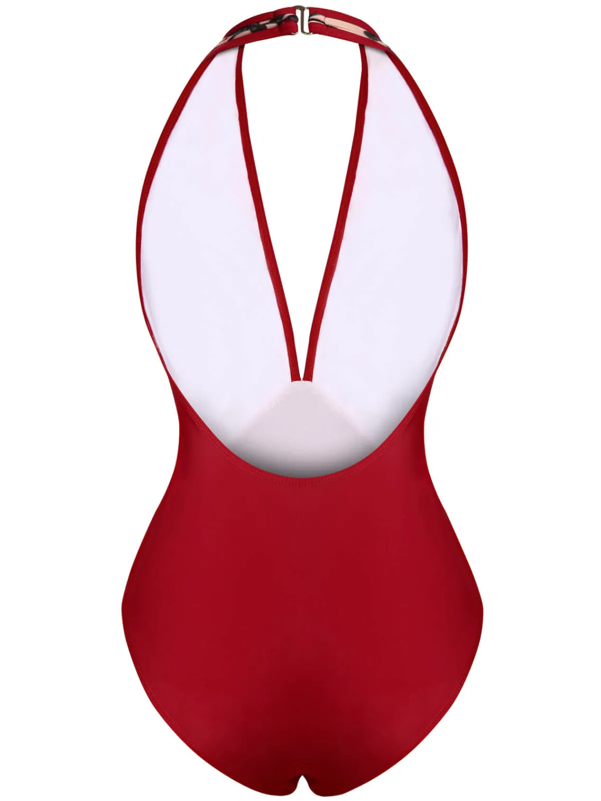 Best Retro Stage 1950s Floral Backless Swimsuit Wine Red