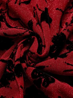 Online Retro Stage 1960s Floral Spaghetti Strap Dress Wine Red