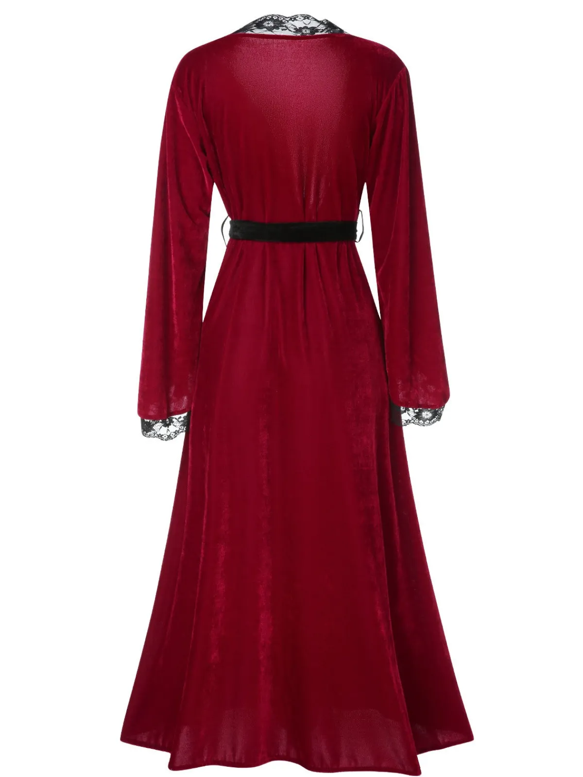 Hot Retro Stage Wine Red 1950s Lace Patchwork Night Robe