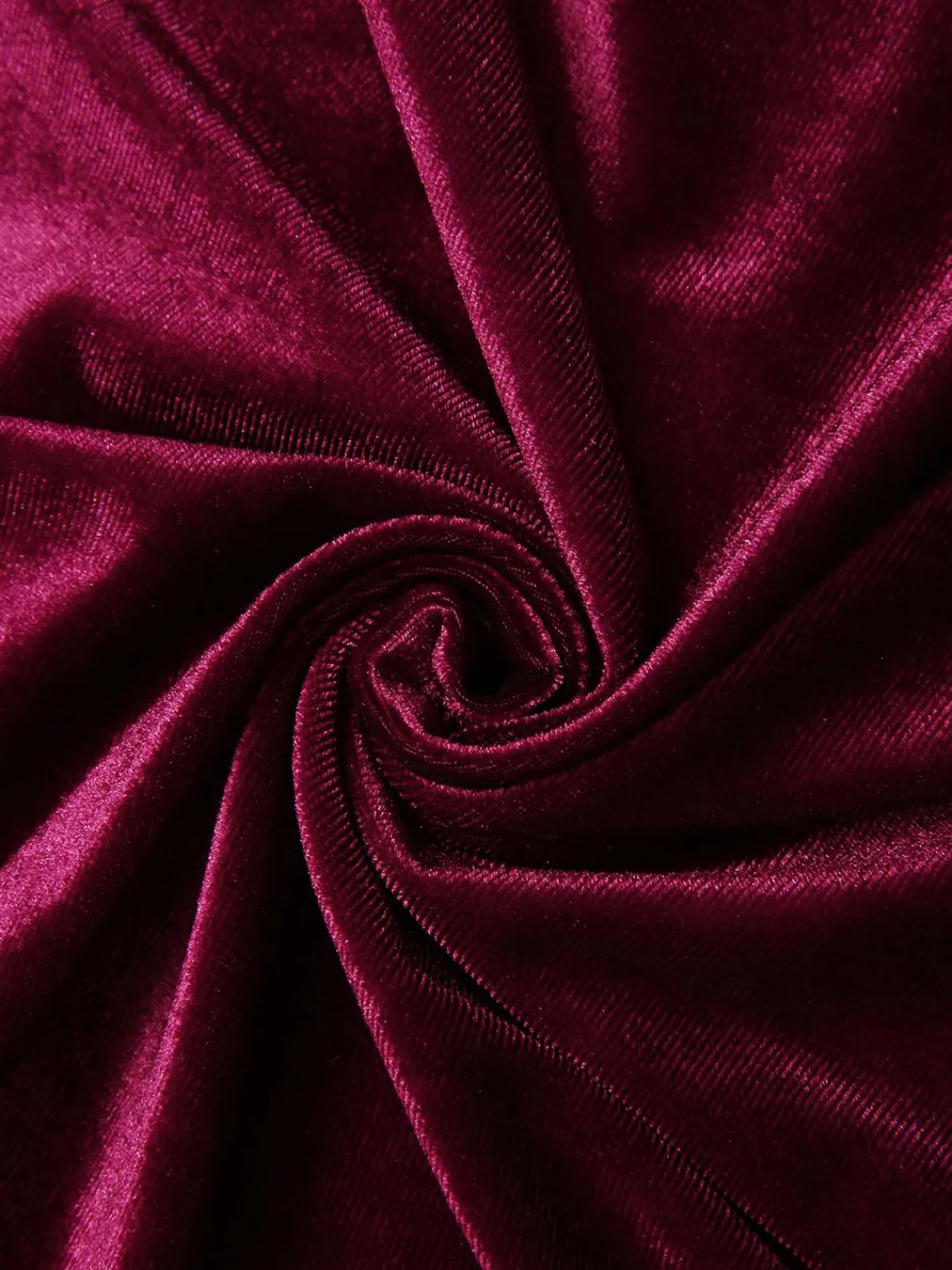 New Retro Stage 1940s Lace Trim Velvet Dress Wine Red