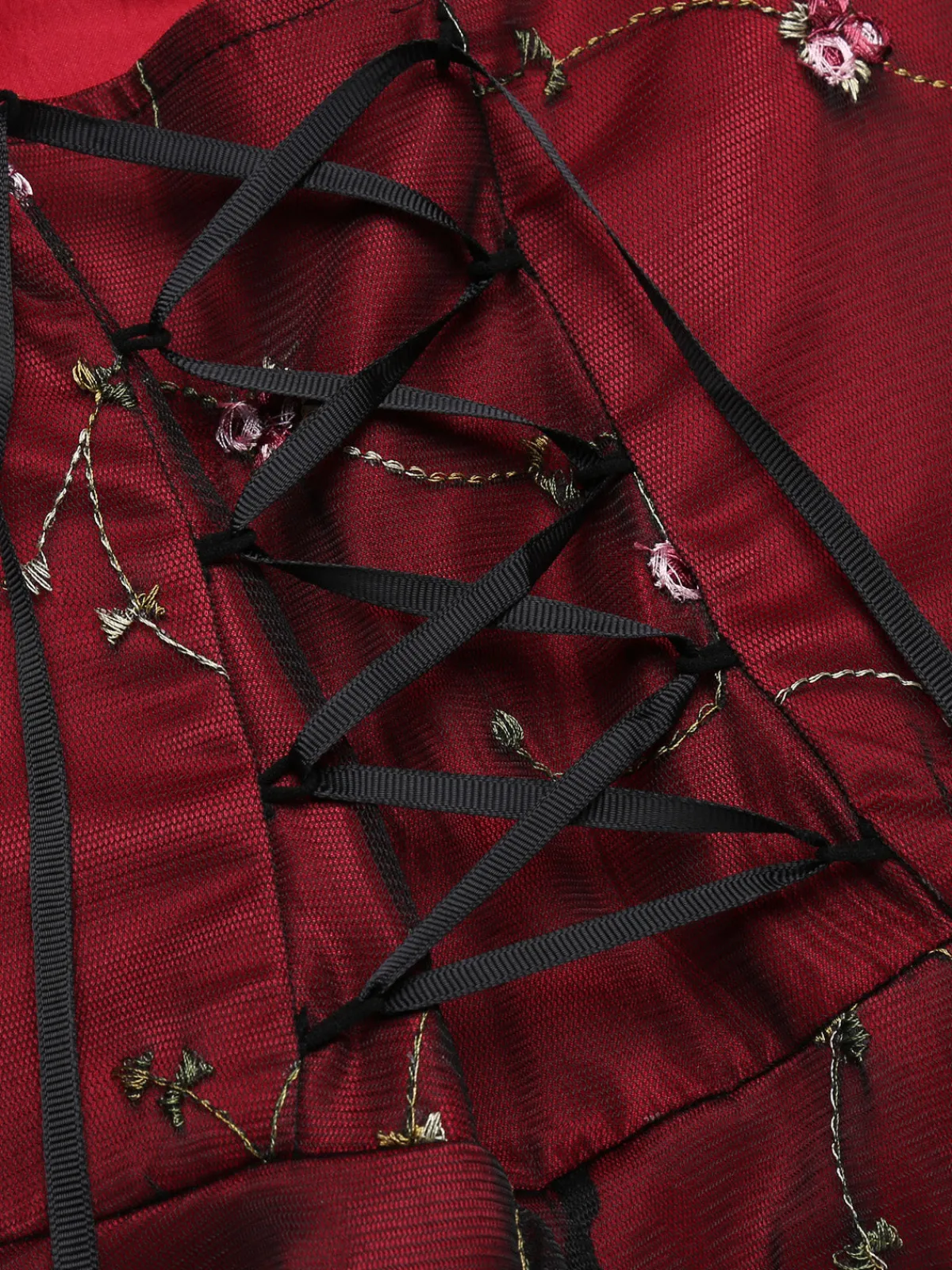 Hot Retro Stage 1950s Mesh Hi-Lo Back Lace Up Dress Wine Red