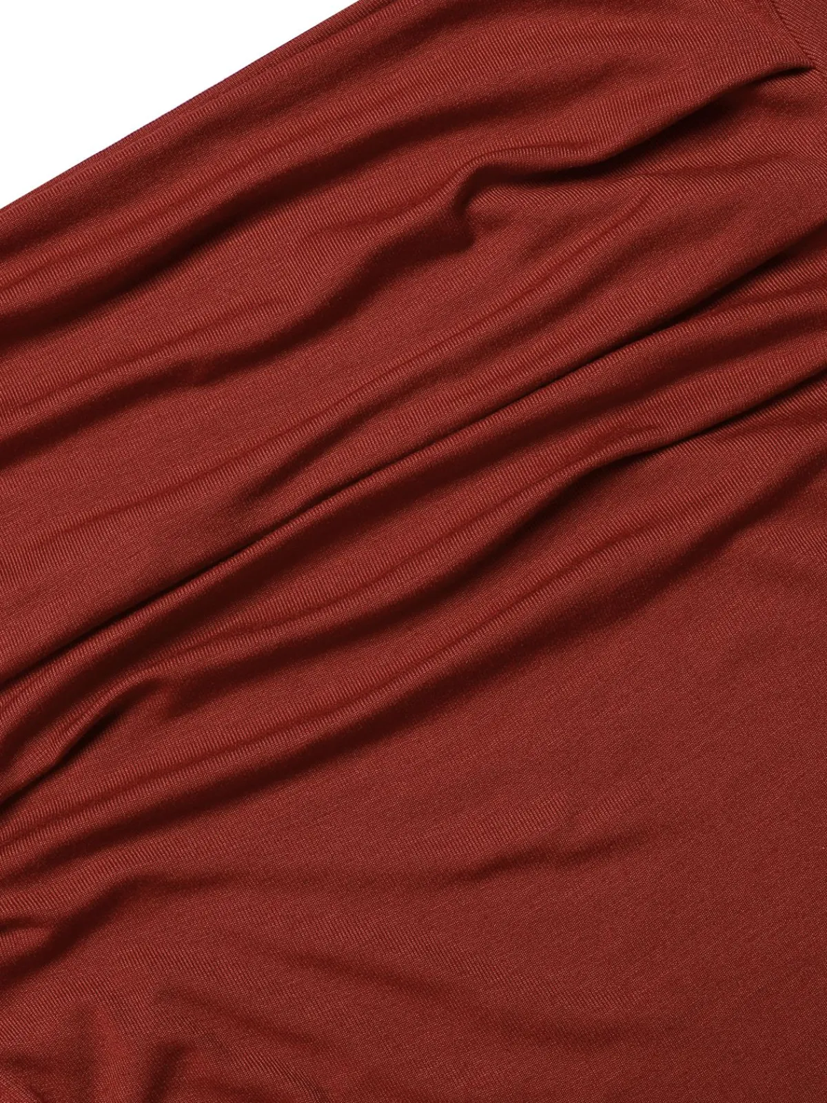 Best Retro Stage 1930s Pleated Long Sleeve Solid Dress Wine Red