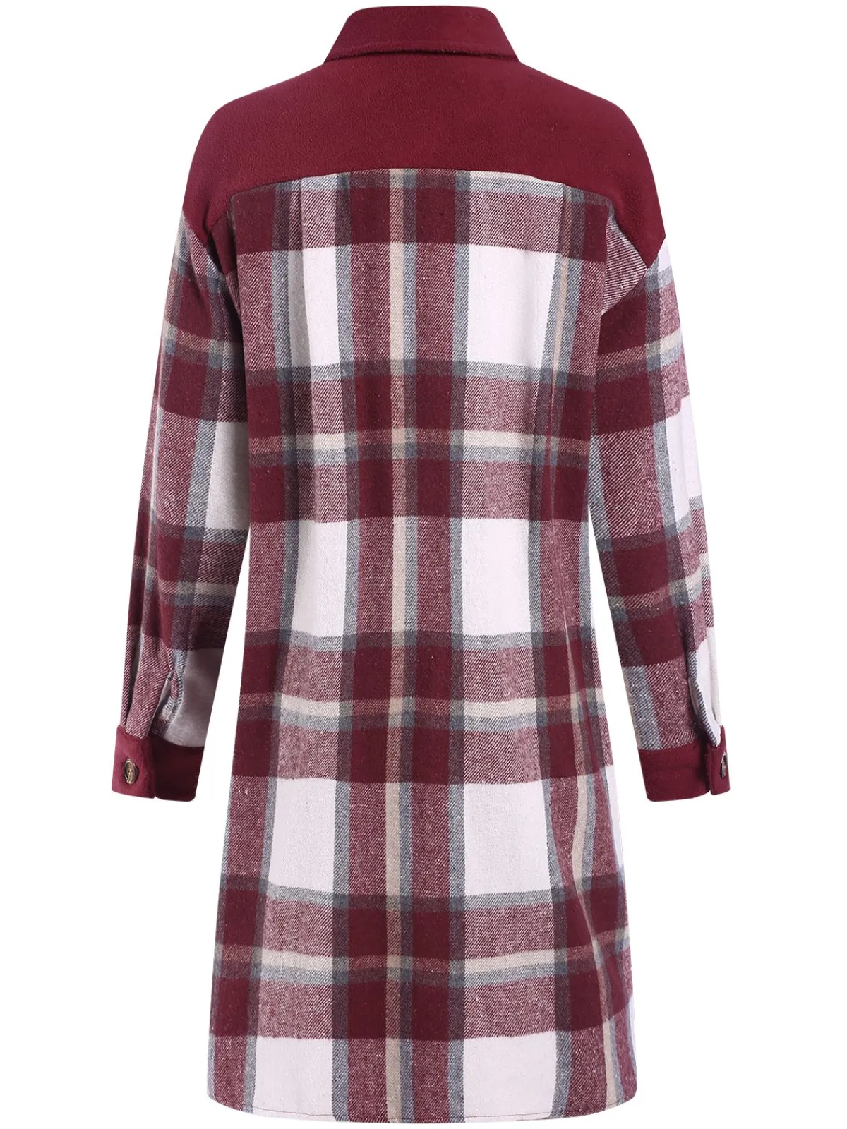 Clearance Retro Stage 1950s Shirt Collar Tartan Plaid Coat Wine Red