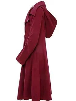 Outlet Retro Stage 1950s Solid Button Coat Wine Red