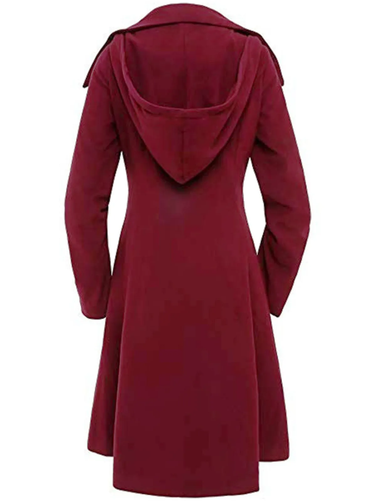 Outlet Retro Stage 1950s Solid Button Coat Wine Red