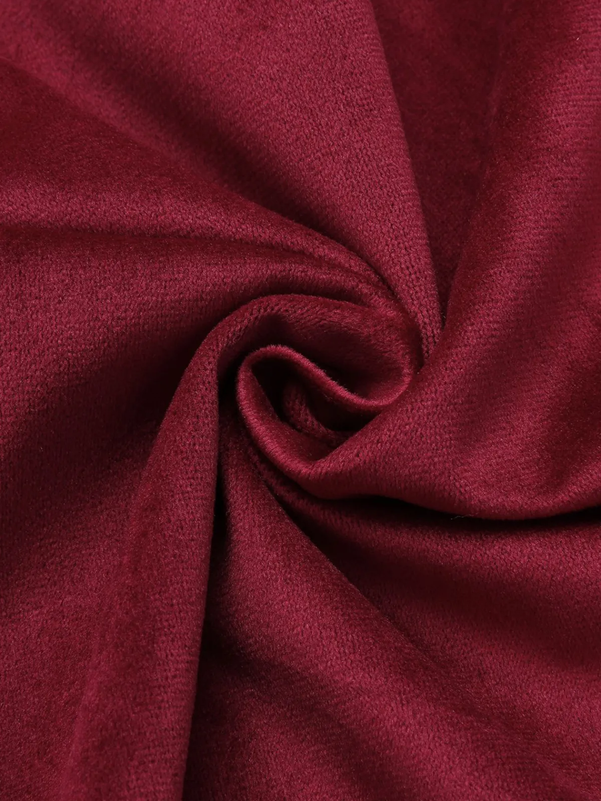 Fashion Retro Stage 1930s Solid Suede Lapel Long Coat Wine Red
