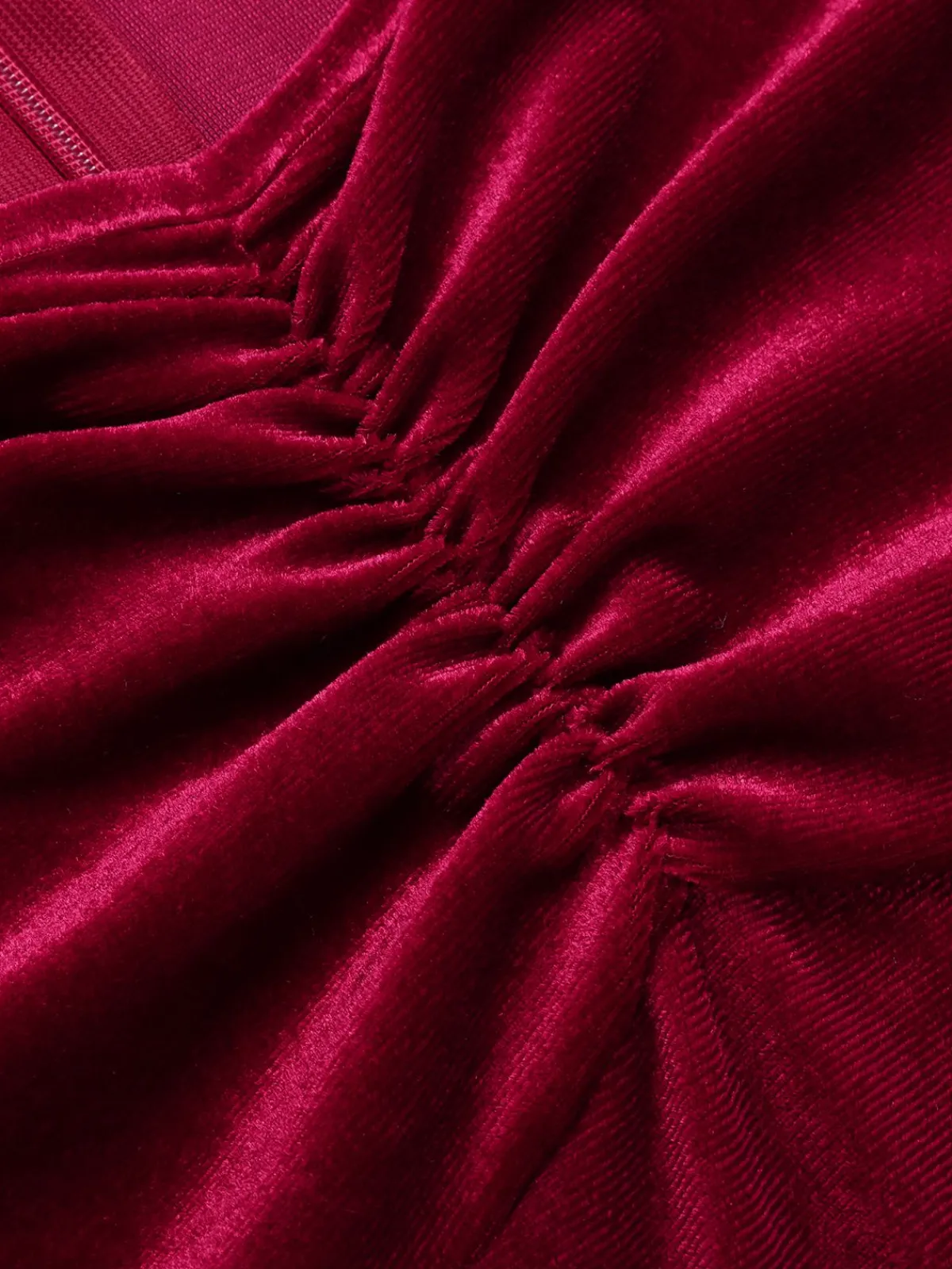 Best Retro Stage 1940s Solid Velvet Puff Dress Wine Red