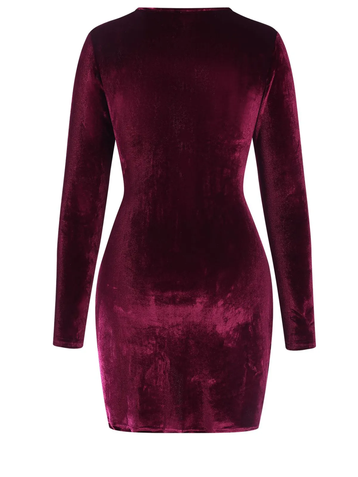 Best Retro Stage 1960s Solid V-Neck Wrap Dress Wine Red