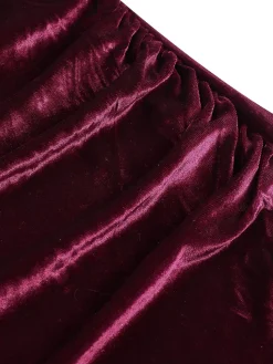 Best Retro Stage 1960s Solid V-Neck Wrap Dress Wine Red