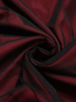 Fashion Retro Stage 1930s Spaghetti Straps Double Layer Mesh Dress Wine Red