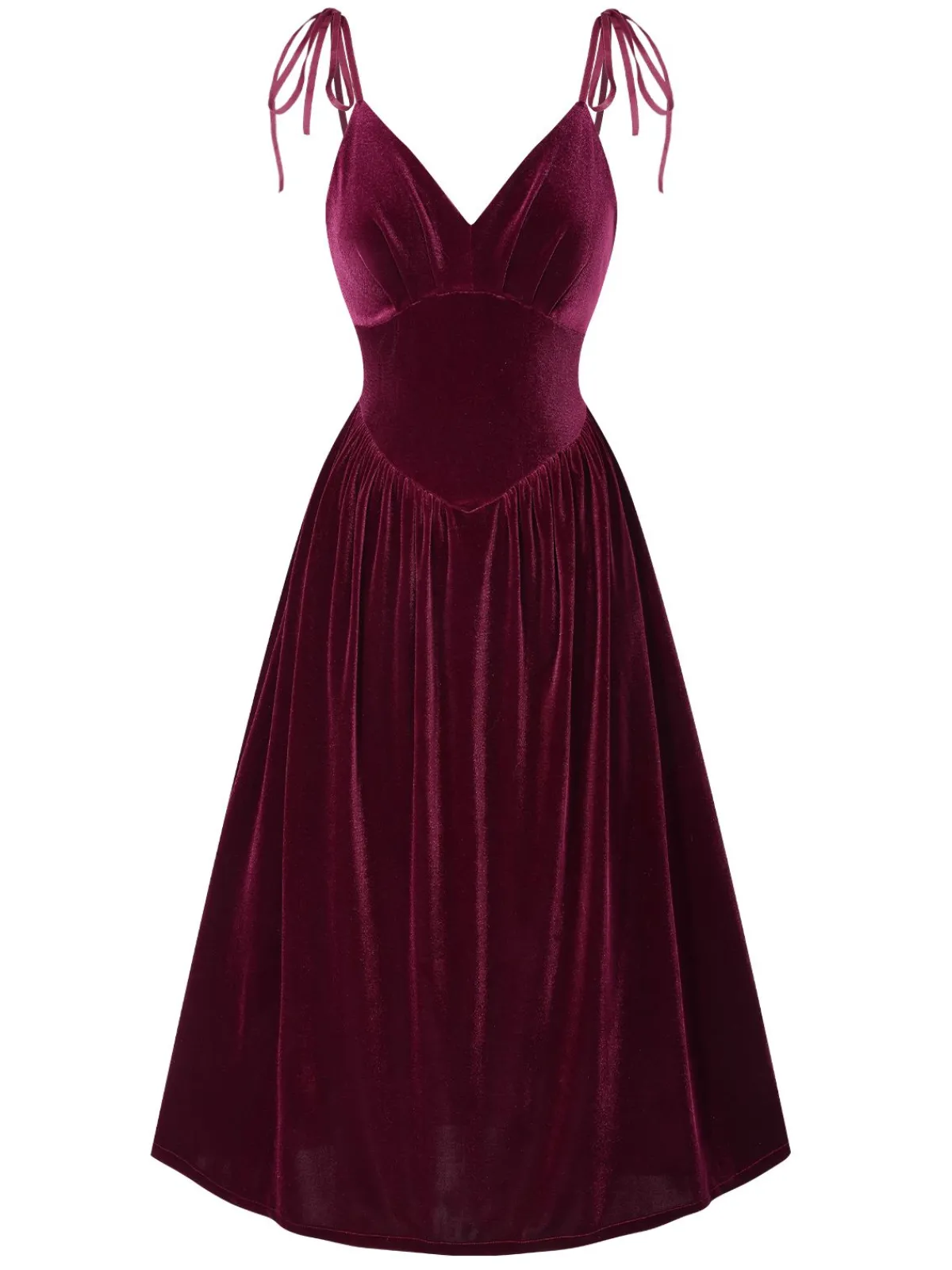 Discount Retro Stage 1950s Spaghetti Strap Velvet Nightgown Wine Red