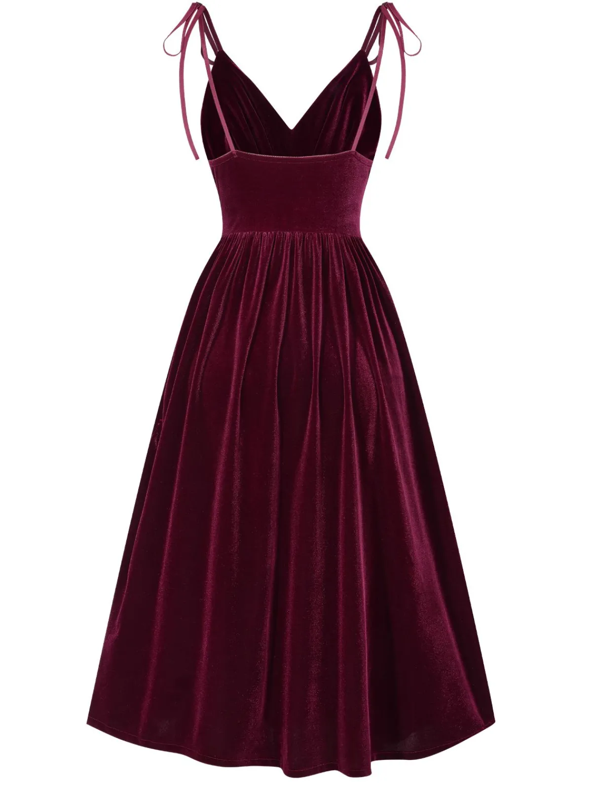 Discount Retro Stage 1950s Spaghetti Strap Velvet Nightgown Wine Red
