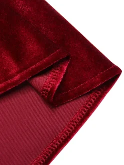 Sale Retro Stage 1930s Strap Velvet Mermaid Dress Wine Red