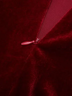 Sale Retro Stage 1930s Strap Velvet Mermaid Dress Wine Red