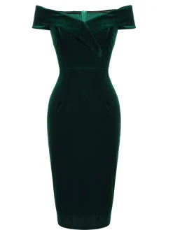Hot Retro Stage Wine Red 1960s Velvet Bodycon Vintage Dress