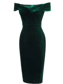 Hot Retro Stage Wine Red 1960s Velvet Bodycon Vintage Dress